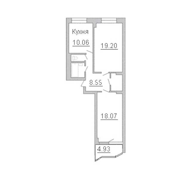 Двухкомнатная квартира в : площадь 64.3 м2 , этаж: 5 – купить в Санкт-Петербурге